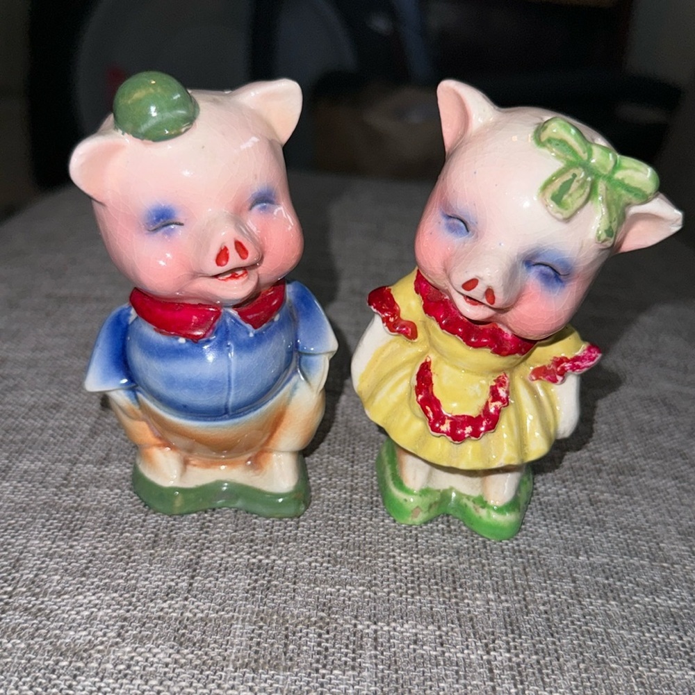 Vintage Formal Dressed Pigs Ceramic Salt and Pepper Shakers - Made in Ja…